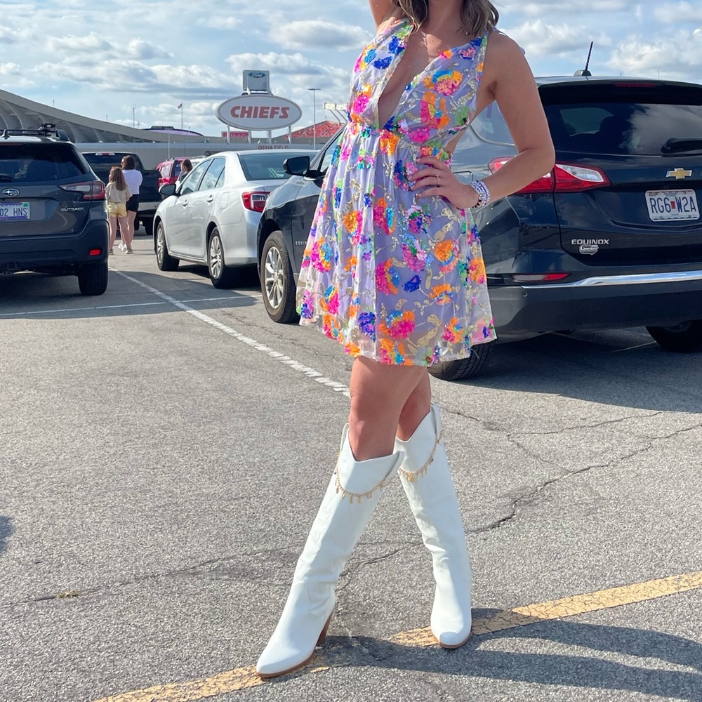 Lilac Rainbow Sequin Backless Mini Dress